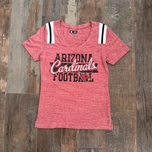 NFL Team Apparel Arizona Cardinals Heather Red V-Neck Graphic T-Shirt Womens M